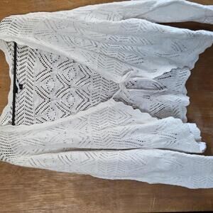 Torrid White Open Knit Cardigan Tie Front Boho Sweater Size 3